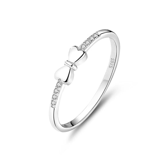 Wholesale Women's 925 Sterling Silver Bow Ring With Electroplating Treatment Small Fresh Style