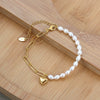 Wholesale Women's 925 Sterling Silver Bracelet With Natural Baroque Pearl And Heart Shape Geometric Design Electroplated