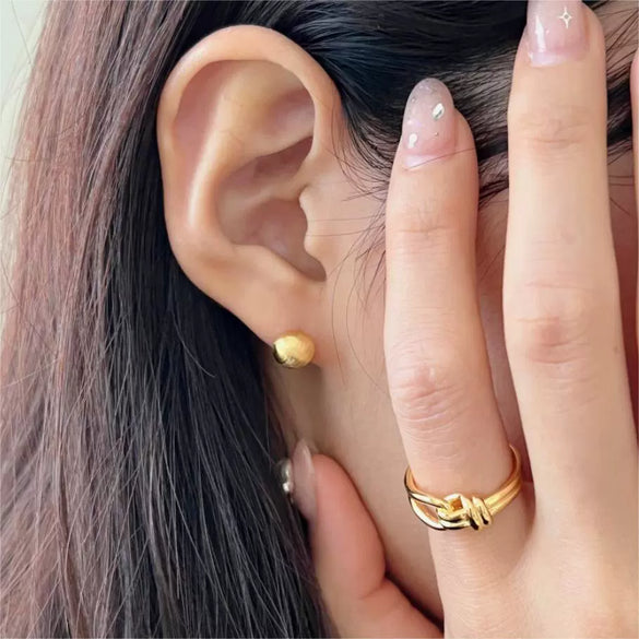 Wholesale Women's 925 Sterling Silver Brushed Ball Earrings With Geometric Style And Letter Number Text Pattern Electroplated