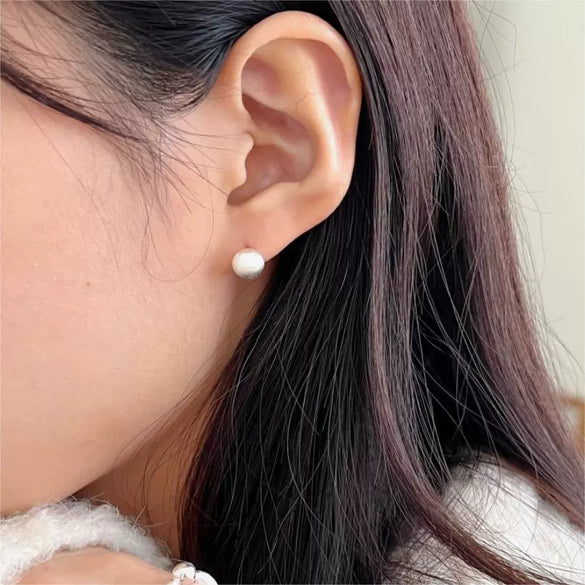 Wholesale Women's 925 Sterling Silver Brushed Ball Earrings With Geometric Style And Letter Number Text Pattern Electroplated