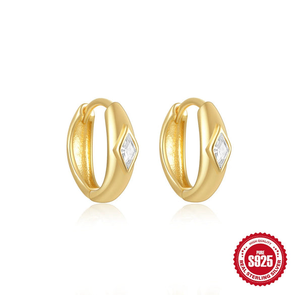 Wholesale Women's 925 Sterling Silver Classic Earrings With Diamond Opal Aobao Design And Geometric Pattern Electroplated