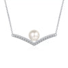 Wholesale Women's 925 Sterling Silver Clavicle Chain With Freshwater Pearl And Vshaped Moissanite Pendant Original Design Electroplated With Letters Numbers Text Pattern