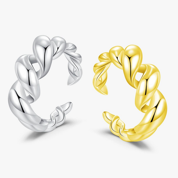 Wholesale Women's 925 Sterling Silver Cold Style Geometric Twist Open Ring With Electroplating Treatment