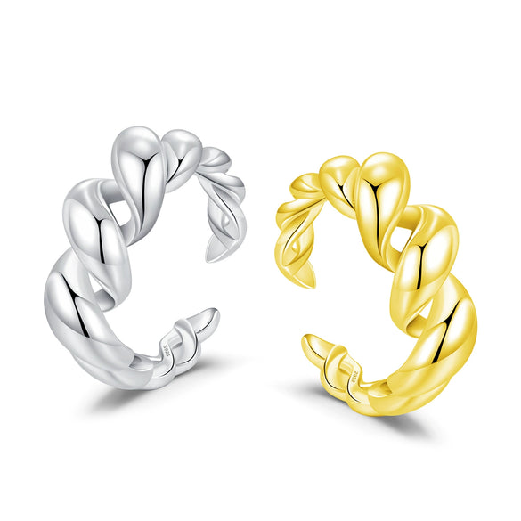 Wholesale Women's 925 Sterling Silver Cold Style Geometric Twist Open Ring With Electroplating Treatment