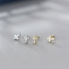Wholesale Women's 925 Sterling Silver Cross Earrings With Mini Diamond Plated 14K Gold Base And Simple Style