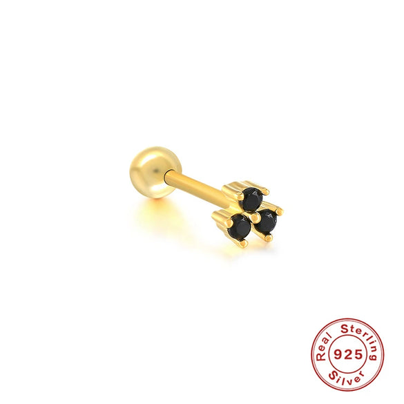 Wholesale Women's Sterling Silver Cute Mini Star Moon Puncture Thread Ear Nails With Electroplating