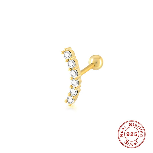 Wholesale Women's Sterling Silver Cute Mini Star Moon Puncture Thread Ear Nails With Electroplating