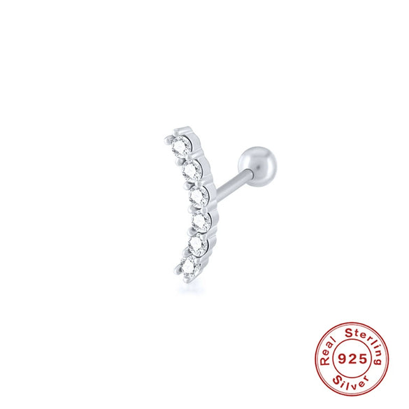 Wholesale Women's Sterling Silver Cute Mini Star Moon Puncture Thread Ear Nails With Electroplating
