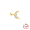 Wholesale Women's Sterling Silver Cute Mini Star Moon Puncture Thread Ear Nails With Electroplating