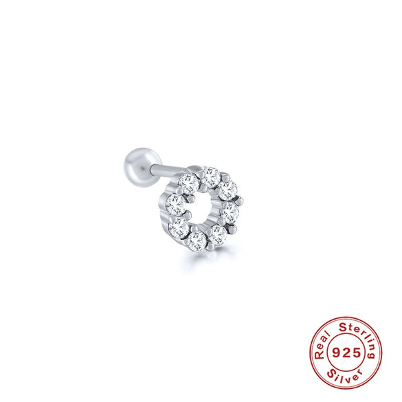 Wholesale Women's Sterling Silver Cute Mini Star Moon Puncture Thread Ear Nails With Electroplating