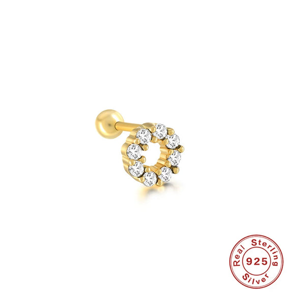 Wholesale Women's Sterling Silver Cute Mini Star Moon Puncture Thread Ear Nails With Electroplating