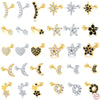 Wholesale Women's Sterling Silver Cute Mini Star Moon Puncture Thread Ear Nails With Electroplating