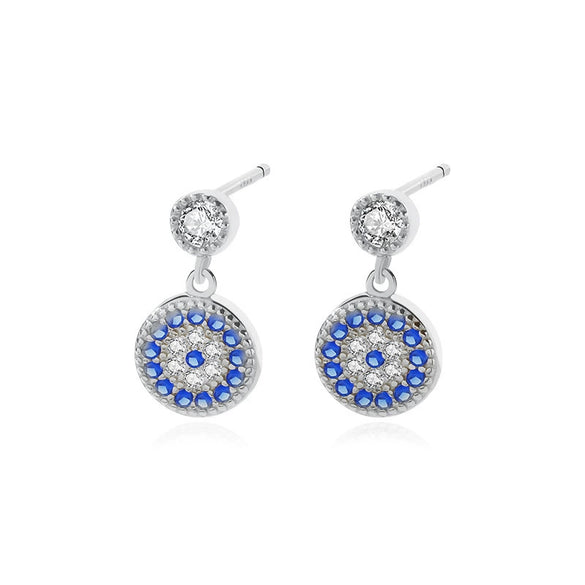 Wholesale Women's 925 Sterling Silver Demon Eye Geometric Personality Earrings With Electroplating