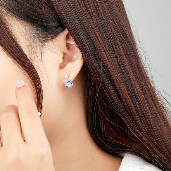 Wholesale Women's 925 Sterling Silver Demon Eye Geometric Personality Earrings With Electroplating
