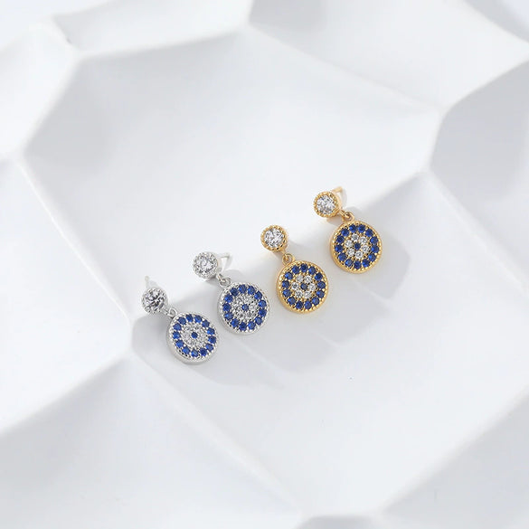 Wholesale Women's 925 Sterling Silver Demon Eye Geometric Personality Earrings With Electroplating