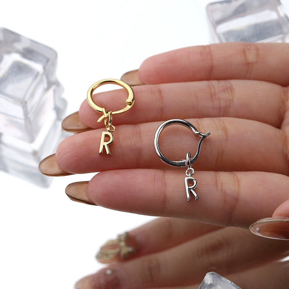 Wholesale Women's 925 Sterling Silver Detachable Letter Earrings Geometric Style Electroplated