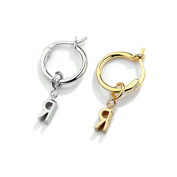 Wholesale Women's 925 Sterling Silver Detachable Letter Earrings Geometric Style Electroplated