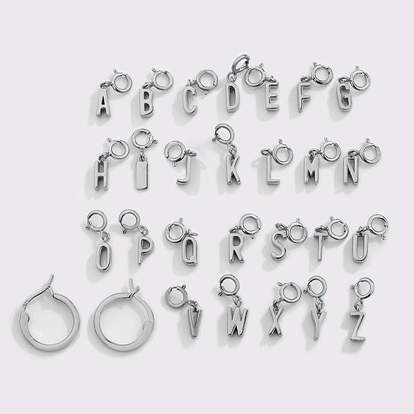 Wholesale Women's 925 Sterling Silver Detachable Letter Earrings Geometric Style Electroplated