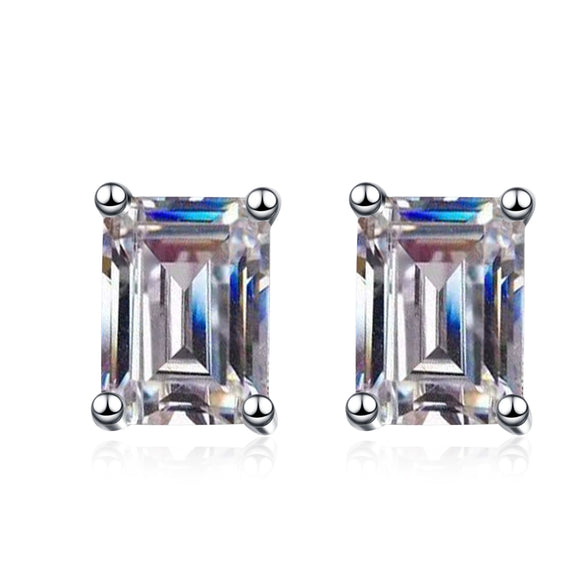 Wholesale Women's 925 Sterling Silver Earrings Inlaid With Long Chamfered Moissanite Geometric Style Electroplated