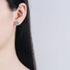 Wholesale Women's 925 Sterling Silver Earrings Pt950 Gold Plated With Leaf Pattern And Micro Inlay Moissanite