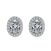 Wholesale Women's 925 Sterling Silver Egg Shaped Inlaid Moissanite Electroplated Geometric Earrings