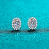 Wholesale Women's 925 Sterling Silver Egg Shaped Inlaid Moissanite Electroplated Geometric Earrings