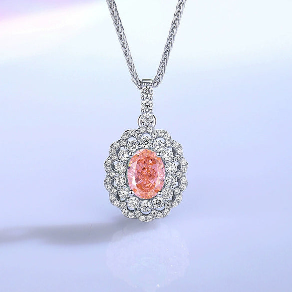 Wholesale Women's 925 Sterling Silver Eggshaped Geometric Clavicle Chain With Diamond Pendant