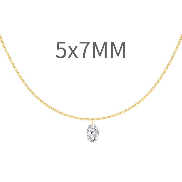 Wholesale Women's 925 Sterling Silver Eggshaped Geometric Mermaid Eye Pendant Clavicle Chain Necklace With Electroplating