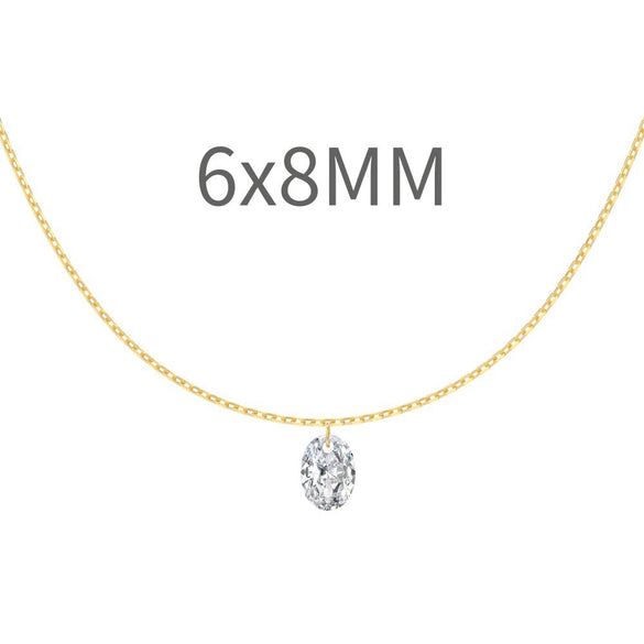 Wholesale Women's 925 Sterling Silver Eggshaped Geometric Mermaid Eye Pendant Clavicle Chain Necklace With Electroplating