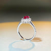 Wholesale Women's 925 Sterling Silver Elegant Geometric Pigeon Egg Red Treasure Zircon Ring With Electroplating