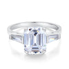 Wholesale Women's 925 Sterling Silver Emerald Cut Zircon Ring With Geometric Pattern And Electroplating Treatment