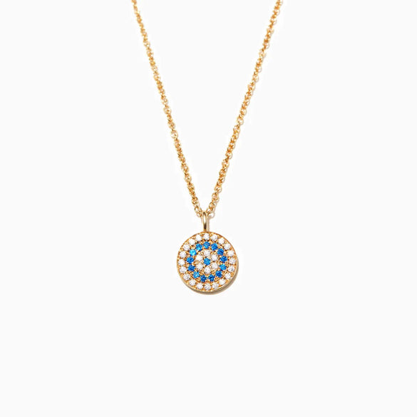 Wholesale Women's 925 Sterling Silver Evil Eye Disc Pendant Necklace With Geometric Pattern And Ochain Electroplating