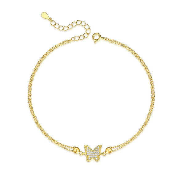 Wholesale Women's 925 Sterling Silver Fairy Style Anklet With Bow Tie Pattern