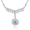Wholesale Women's 925 Sterling Silver Fishtail Sunflower Moissanite Pendant Necklace With Clavicle Chain Electroplated