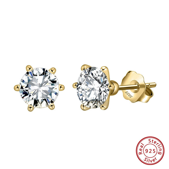 Wholesale Women's 925 Sterling Silver Flashing Antifalling Zircon Geometric Earrings With Electroplating