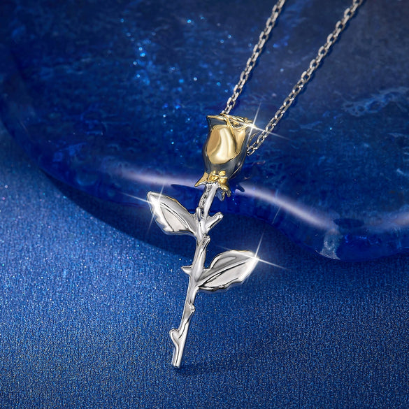 Wholesale Women's 925 Sterling Silver Flower Bouquet Rose Necklace With Electroplating Design