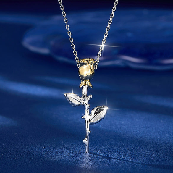 Wholesale Women's 925 Sterling Silver Flower Bouquet Rose Necklace With Electroplating Design