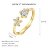 Wholesale Women's 925 Sterling Silver Flower Open Adjustable Ring With Colored Zirconium In Light Luxury Style
