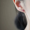 Wholesale Women's 925 Sterling Silver Flower Stud Earrings With Red Diamond And Red Corundum 14K Gold Plated