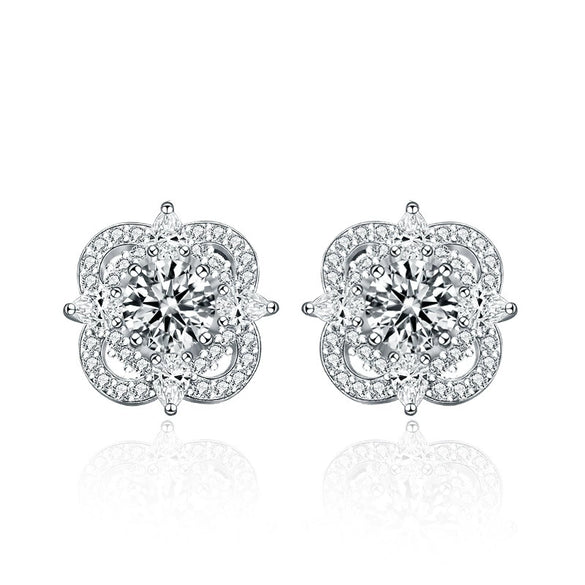 Wholesale Women's 925 Sterling Silver Fourleaf Clover Earrings With Moissanite Flower Pattern Highend And Fashionable