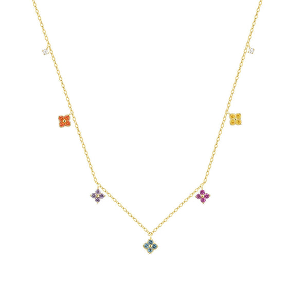 Wholesale Women's 925 Sterling Silver Fourleaf Clover Zirconia Inlaid Light Luxury Necklace With Cross Chain