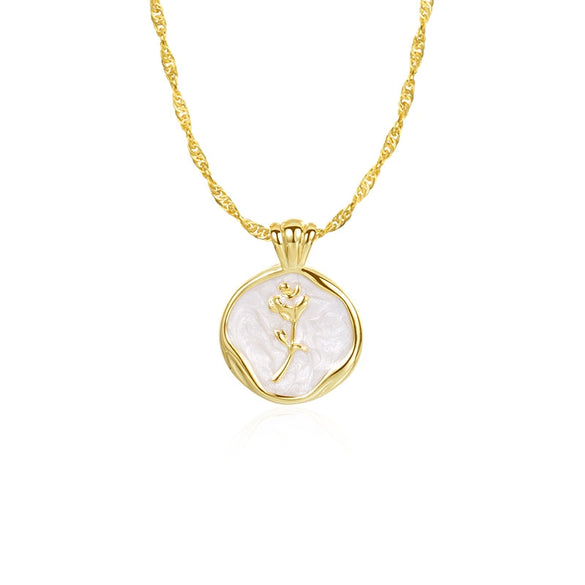 Wholesale Women's 925 Sterling Silver French Retro Glaze Rose Tulip Cross Chain Light Luxury Necklace