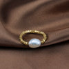 Wholesale Women's 925 Sterling Silver Freshwater Pearl Ring With Geometric Pattern And Electroplating Treatment