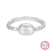 Wholesale Women's 925 Sterling Silver Freshwater Pearl Ring With Geometric Pattern And Electroplating Treatment