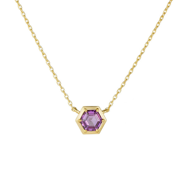 Wholesale Women's 925 Sterling Silver Geometric Amethyst Zircon Diamond Pendant Cross Chain Necklace