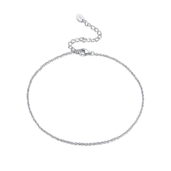 Wholesale Women's 925 Sterling Silver Geometric Anklet With 14K Gold Double Buckle Chain