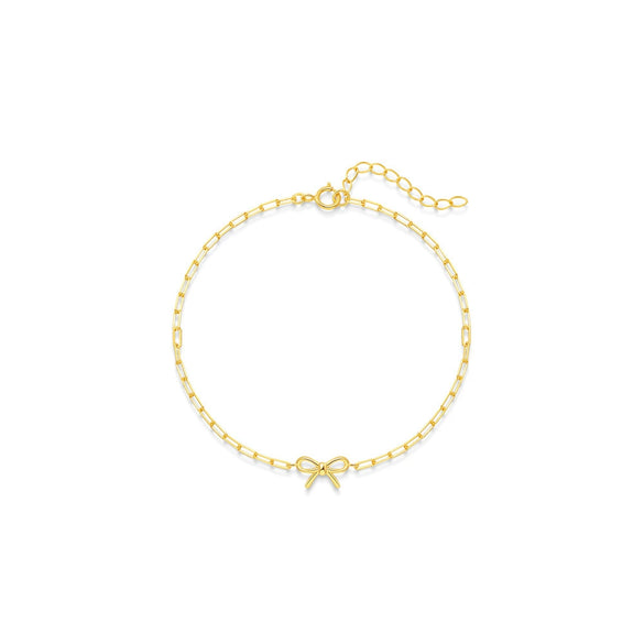 Wholesale Women's 925 Sterling Silver Geometric Bow Knot Paper Clip Bracelet With Electroplating And Real Gold Plating Simple Style