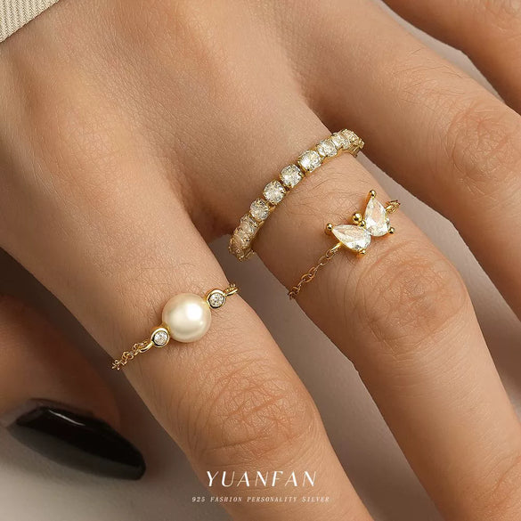 Wholesale Women's 925 Sterling Silver Geometric Butterfly Zirconia Ring