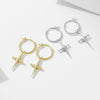 Wholesale Women's 925 Sterling Silver Geometric Cross Earrings With Electroplating
