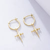 Wholesale Women's 925 Sterling Silver Geometric Cross Earrings With Electroplating